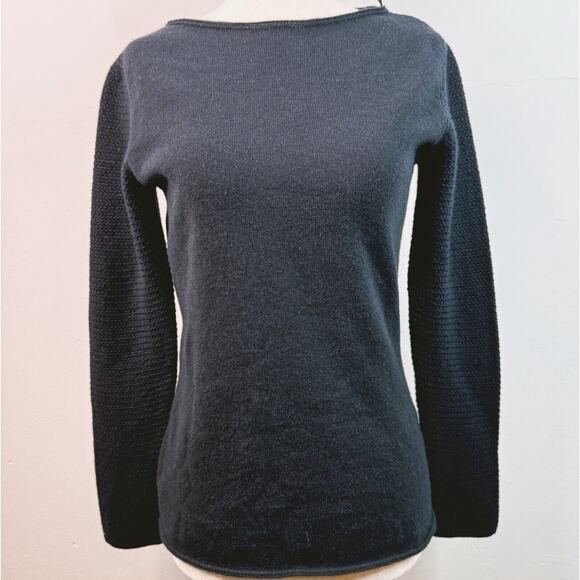 Barna Womens Cashmere Sweater Black Sequin Seam NWT $620 Italian Designer 40 S - Picture 1 of 14